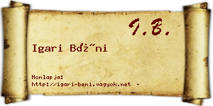 Igari Béni névjegykártya